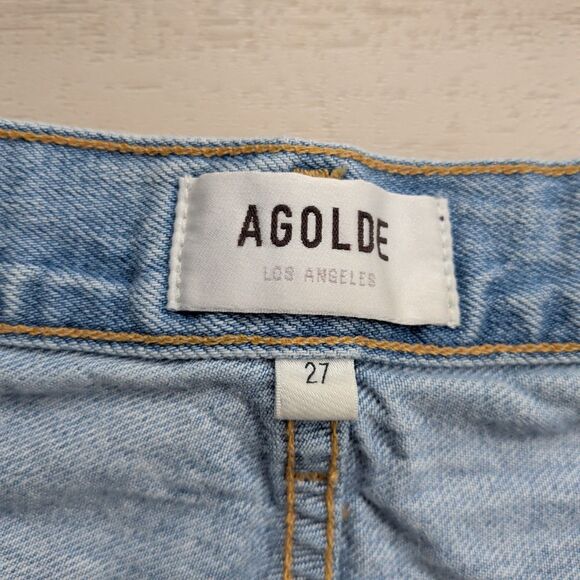 Agolde Criss Cross Jeans Womens 27 Blue Light Wash Denim Button Fly USA - Picture 5 of 15